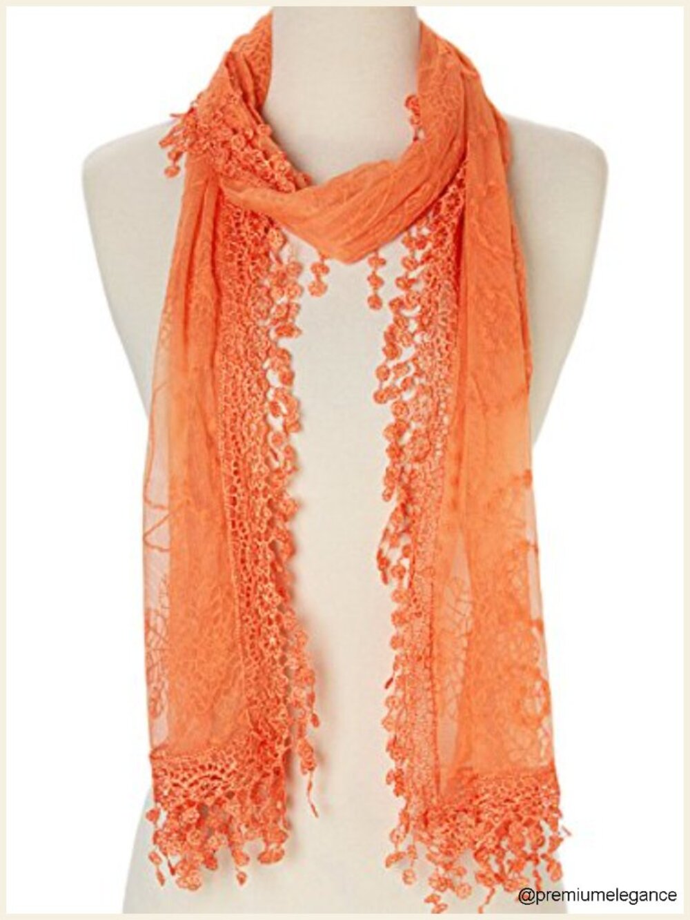 Women's Lace Teardrop Fringe Lightweight Crochet Mesh Scarf Shawl Wrap
